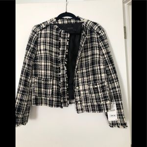 NWT ZARA M BLK/White Short knitted blazer